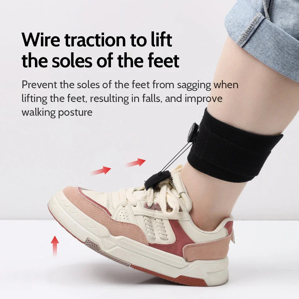Adjustable foot drop support brace with swivel button and advanced split design for comfortable and secure mobility
