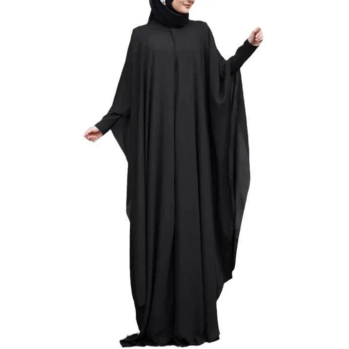 Artistic retro loose fit plus size dress with crew neck in white, black, pink, and green colours