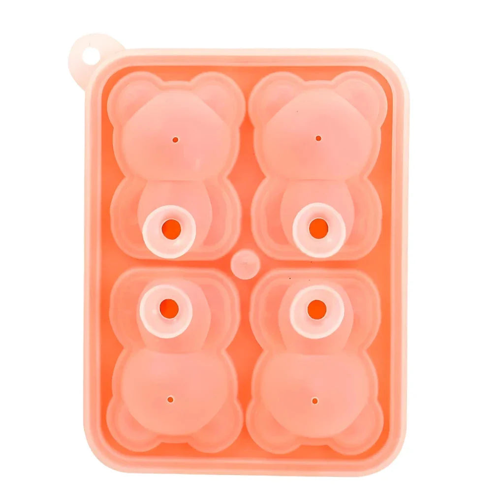 Yellow silicone bear-shaped ice cube mould for creating fun and creative frozen treats