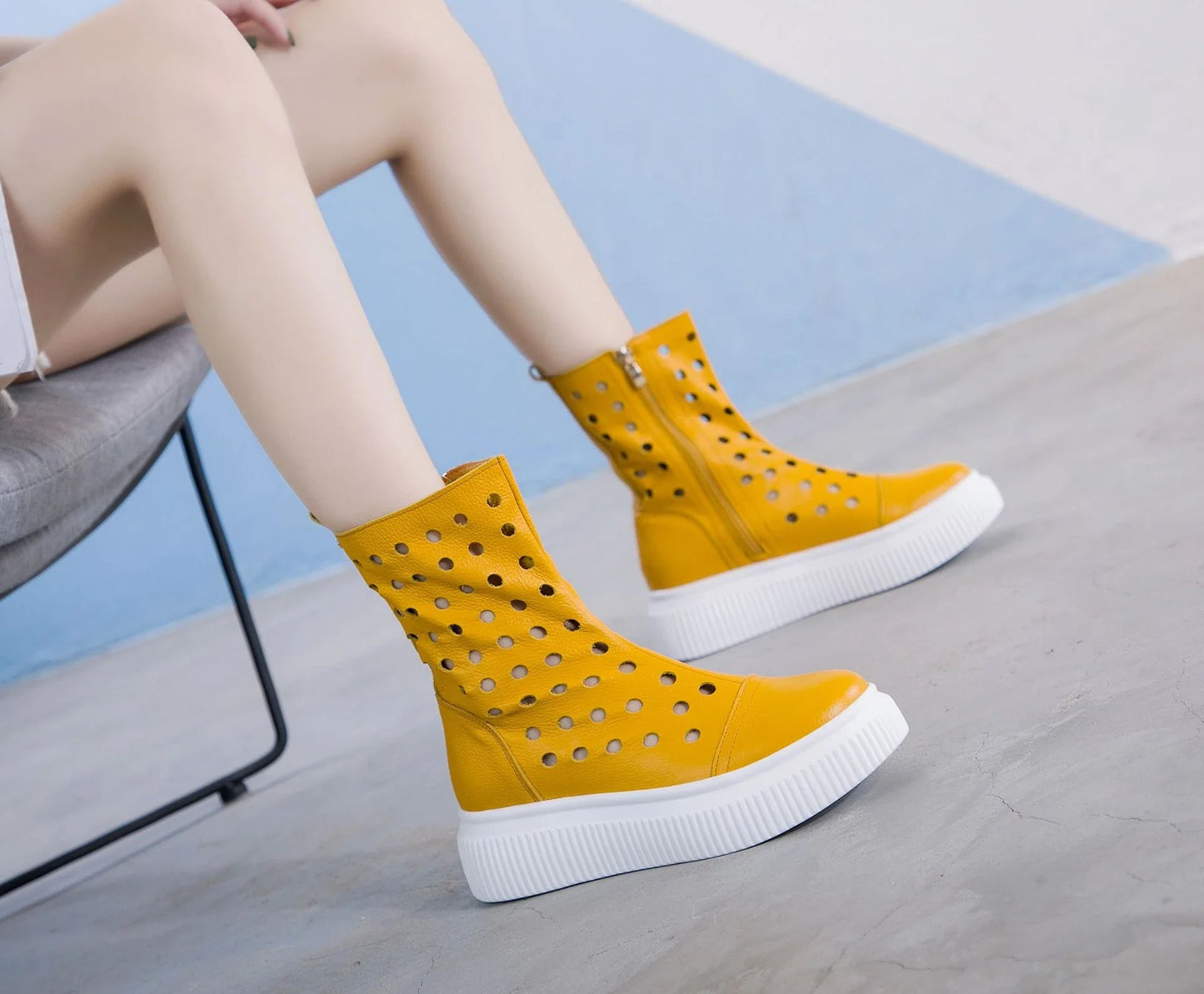 Premium British-crafted genuine leather platform shoes in a variety of colours, designed for fashionable ladies