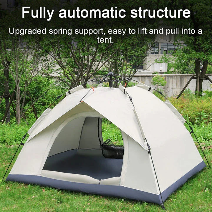 Quick and easy family camping tent with automatic setup and weatherproof design