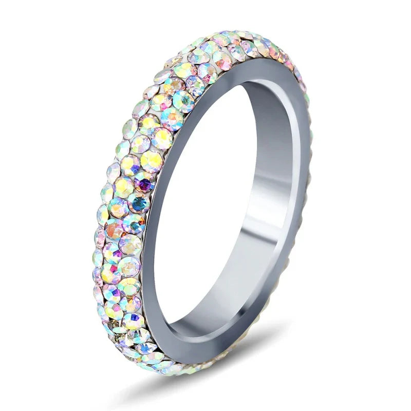 Personalized couple's ring made of stainless steel with rhinestone accents, a symbol of everlasting love and commitment