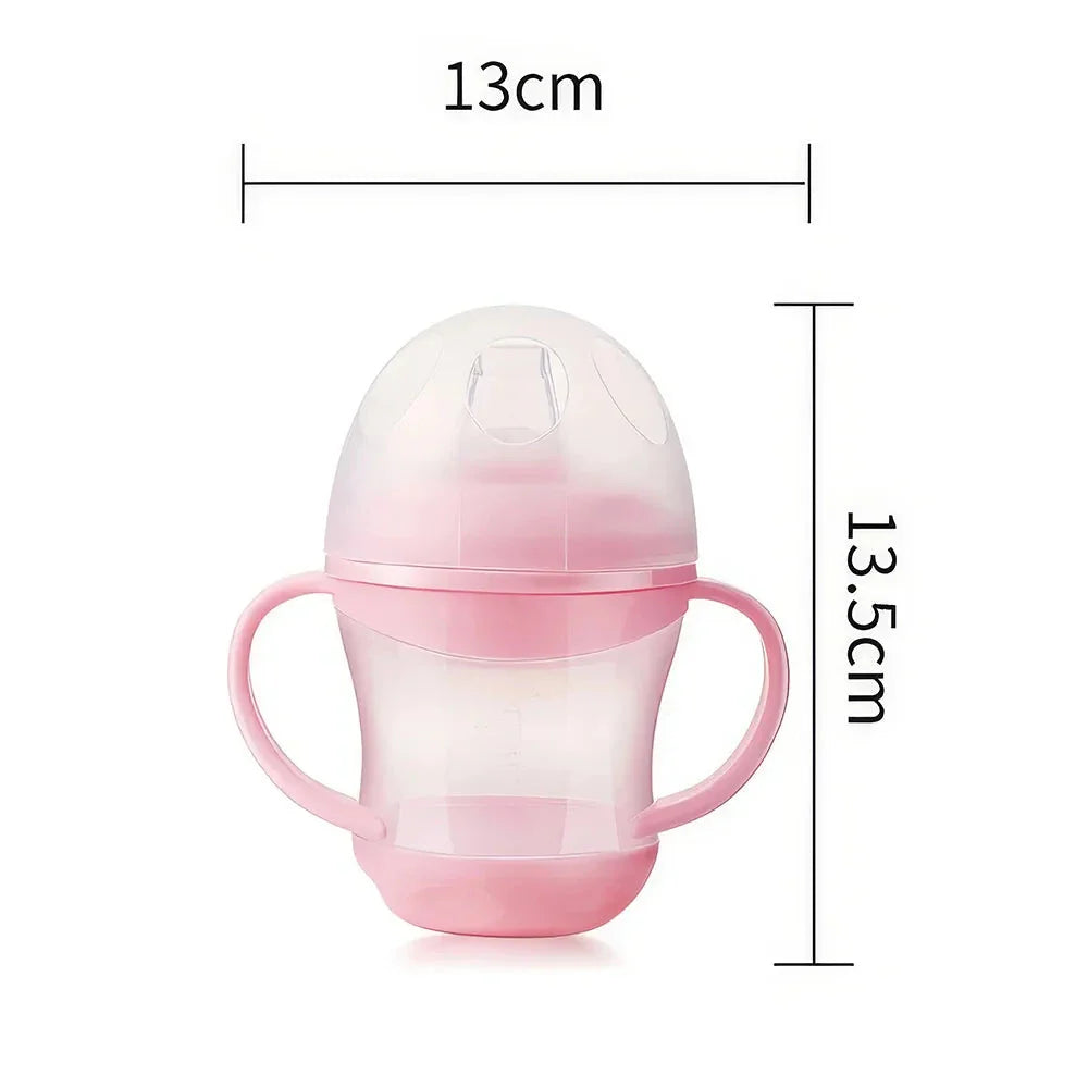 Premium leak-proof children's water bottle with easy-grip handle, transparent cover, and safe 3cm sucking mouth