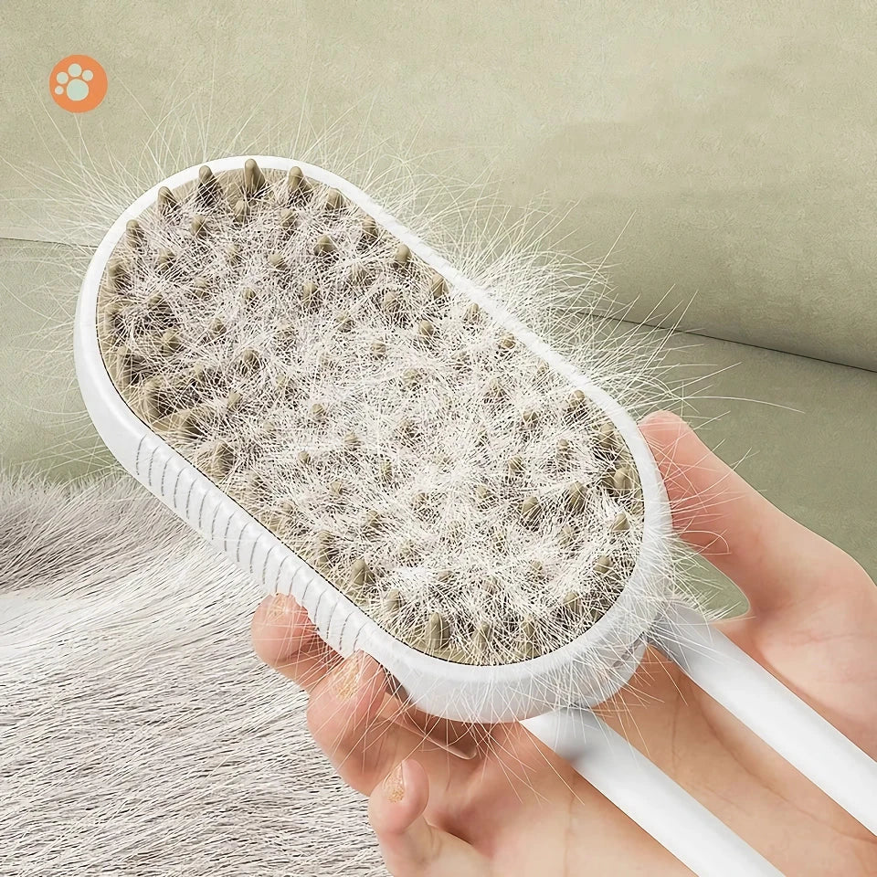 Premium 3-in-1 electric pet grooming brush with self-cleaning mechanism and soothing spray, suitable for cats and dogs