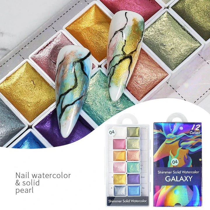 Sparkling iridescent, holographic, and chameleon nail art powder in various vibrant colours