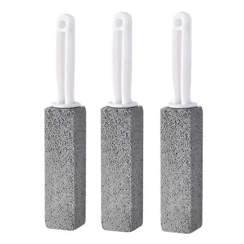 Eco-friendly pumice stone toilet cleaning brush with sturdy ergonomic handle for effective, chemical-free bathroom cleaning