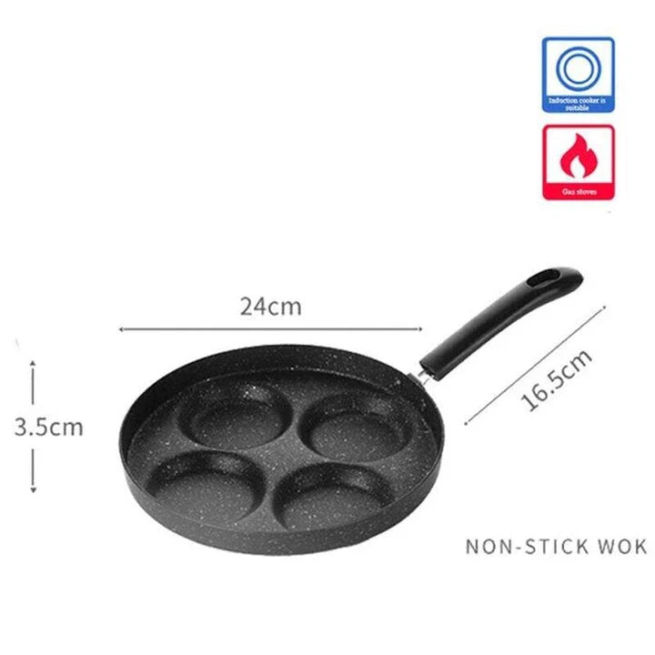 Premium 4-in-1 non-stick frying pan set made of durable aluminium alloy with ergonomic handles and a versatile 4-pan design for efficient multi-dish cooking.