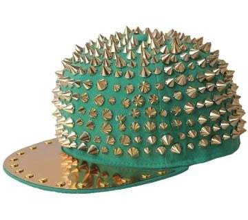 Punk-inspired street hat with pointed metal rivets in various colour combinations, featuring an adjustable and breathable design for versatile wear