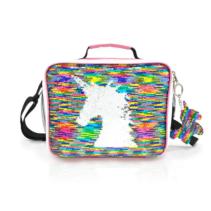 Cartoon unicorn-patterned lunch boxes with insulated lining and cutlery set, perfect for British professionals and families