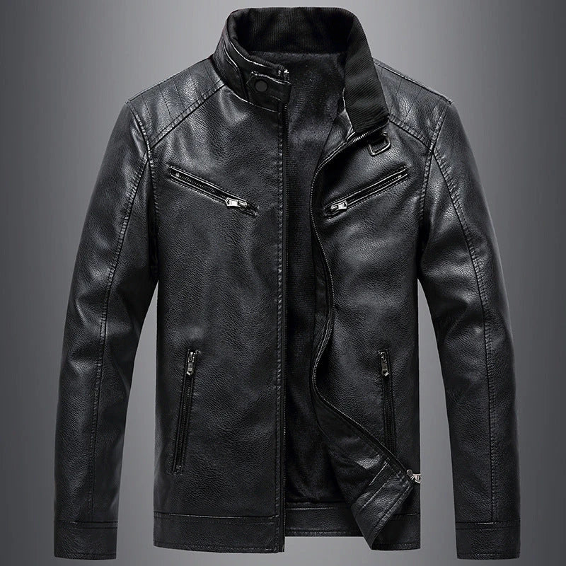 Stylish Fleece-Padded Jacket with PU Leather Accents in Various Colours