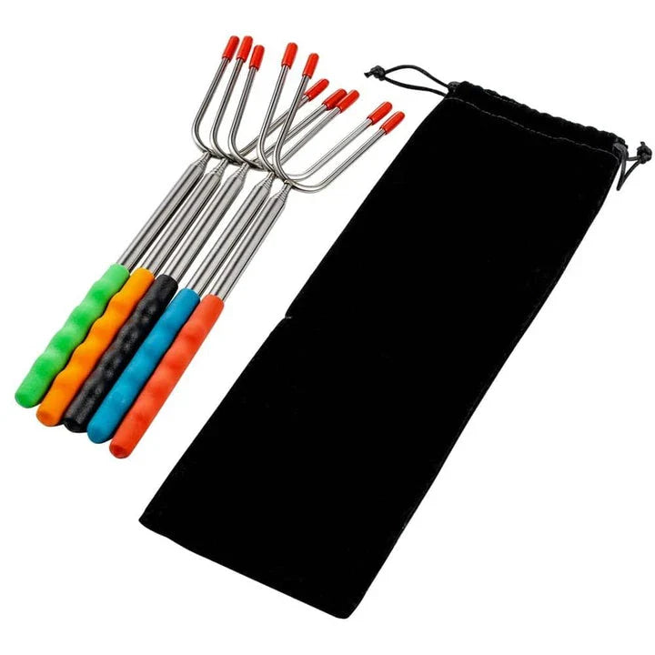 Premium Trendha Stainless Steel BBQ Skewers with Vibrant Silicone Handles - 5 Piece Set