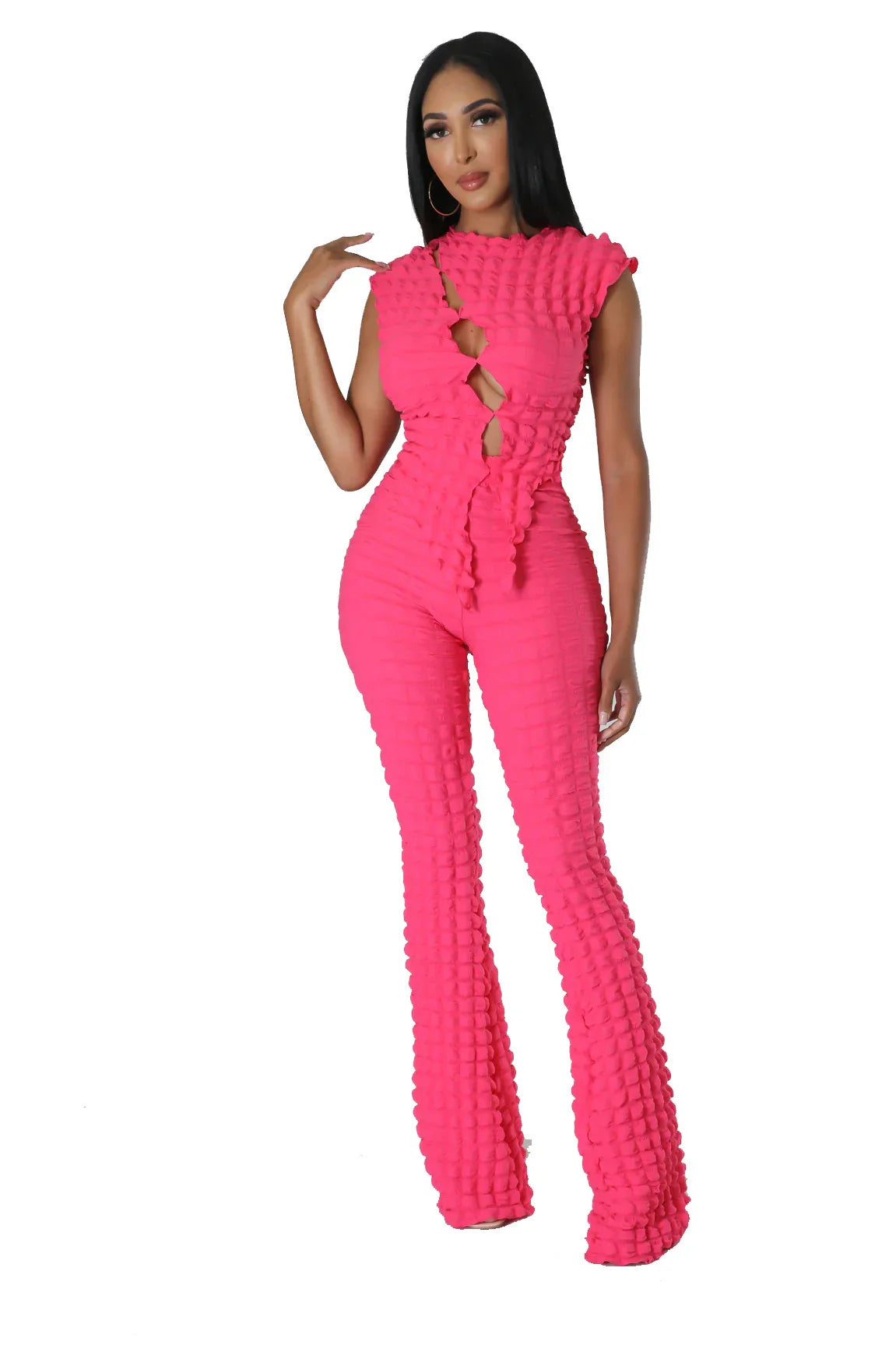 Trendha Sleeveless Plaid Suit in white, black, and dark pink colors with a stylish, modern design