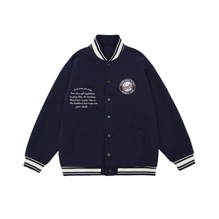 American Retro Embroidered Baseball Jacket with Vintage-Inspired Design and Relaxed Fit