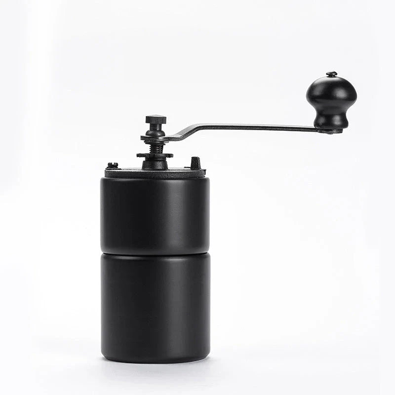 Elegant wooden manual coffee grinder with premium steel conical burr for consistent, flawless grinding
