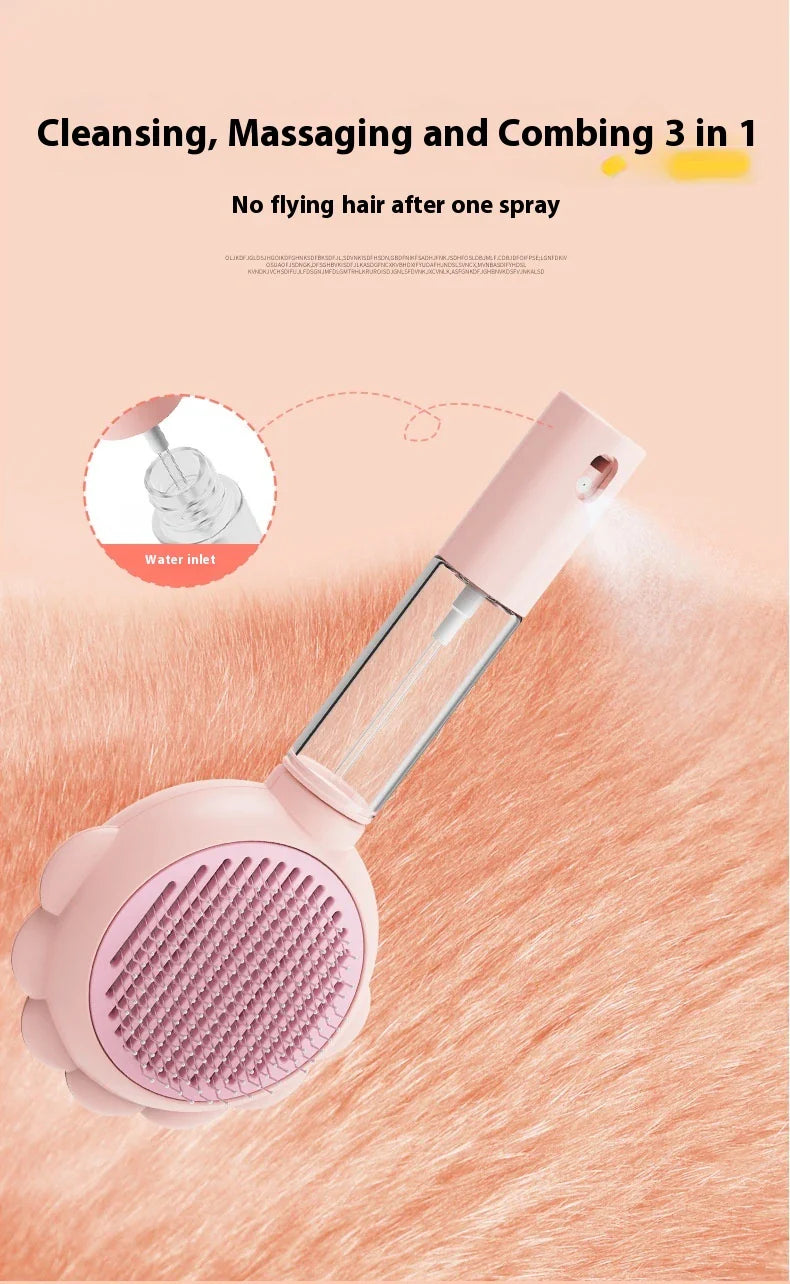 Premium 2-in-1 Self-Cleaning Pet Grooming Brush and Comb with curved comb teeth and ergonomic, non-slip handle for efficient and gentle grooming