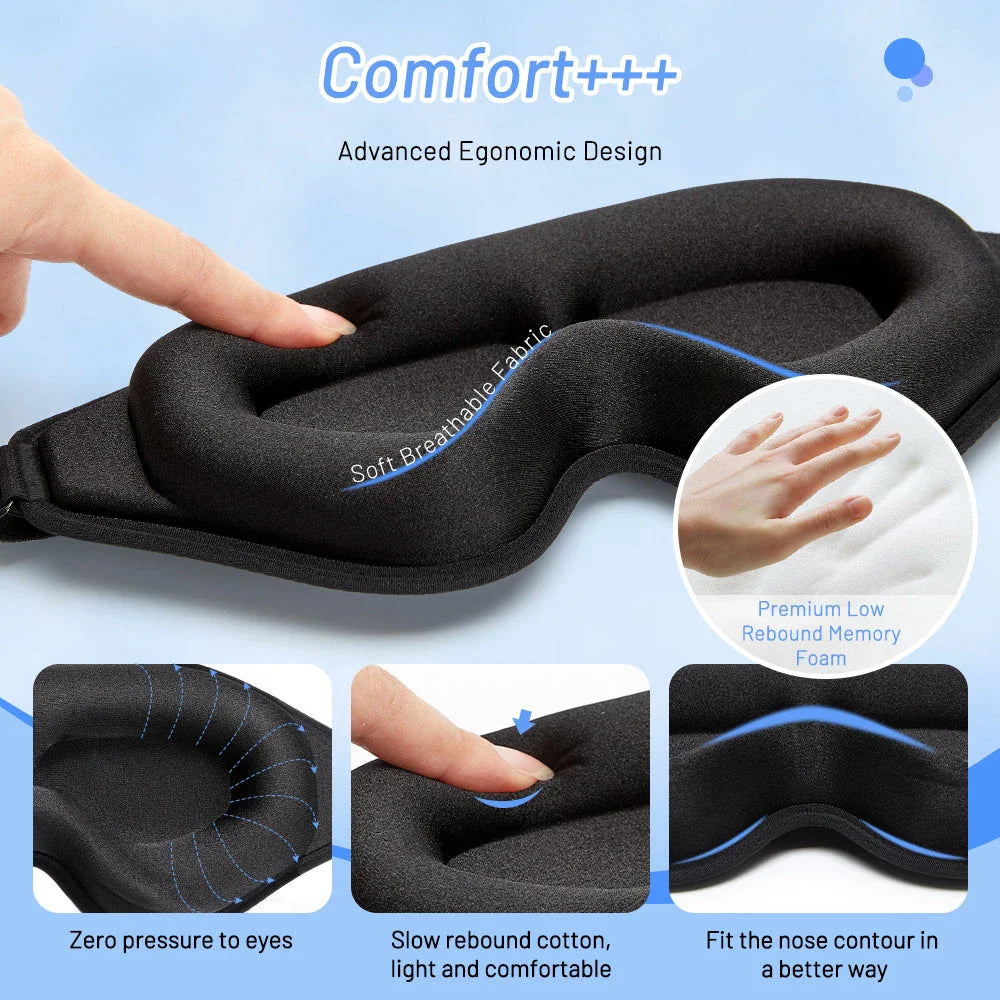 Premium 3D Sleep Mask with Memory Foam - Luxurious Comfort for Uninterrupted Slumber