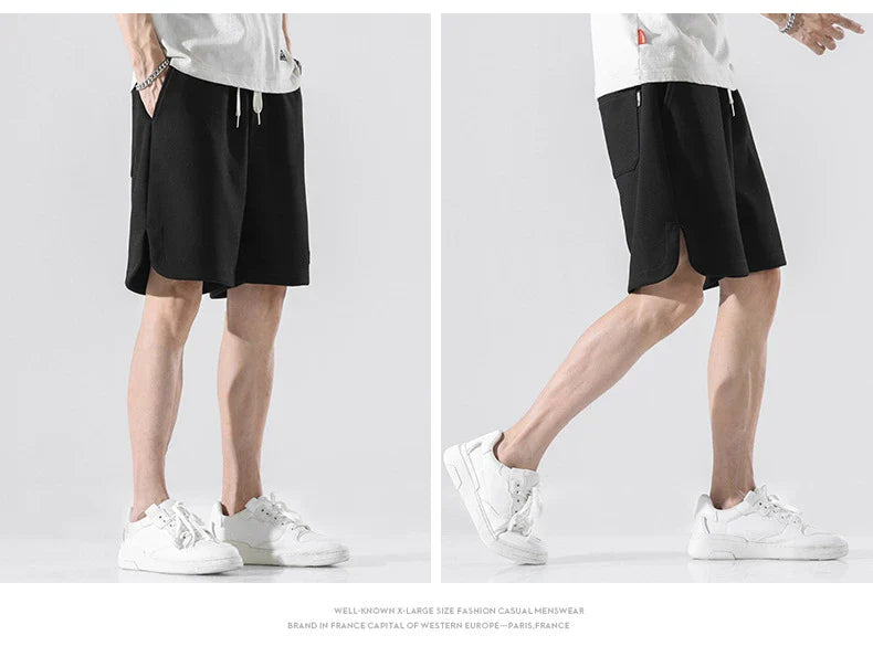 Premium British-made knitted sports shorts in a variety of classic colours, featuring an elastic waistband and loose, comfortable fit.