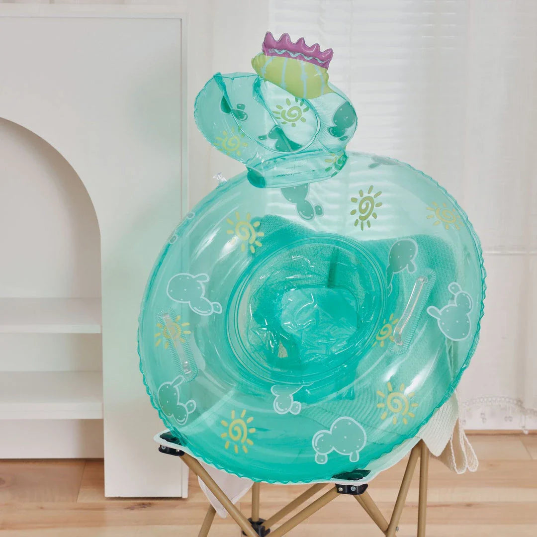 Vibrant inflatable baby swim ring with double handles and anti-leakage design for safe and enjoyable water play