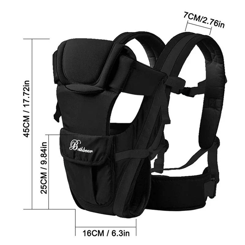 Premium baby carrier backpack with four carrying positions, adjustable straps, and ergonomic support for hands-free parenting
