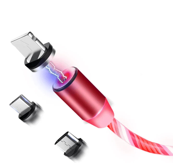 Stylish magnetic charging cable for iPhone, Android, and Type-C devices with premium aluminium alloy construction and fast 2.1A charging