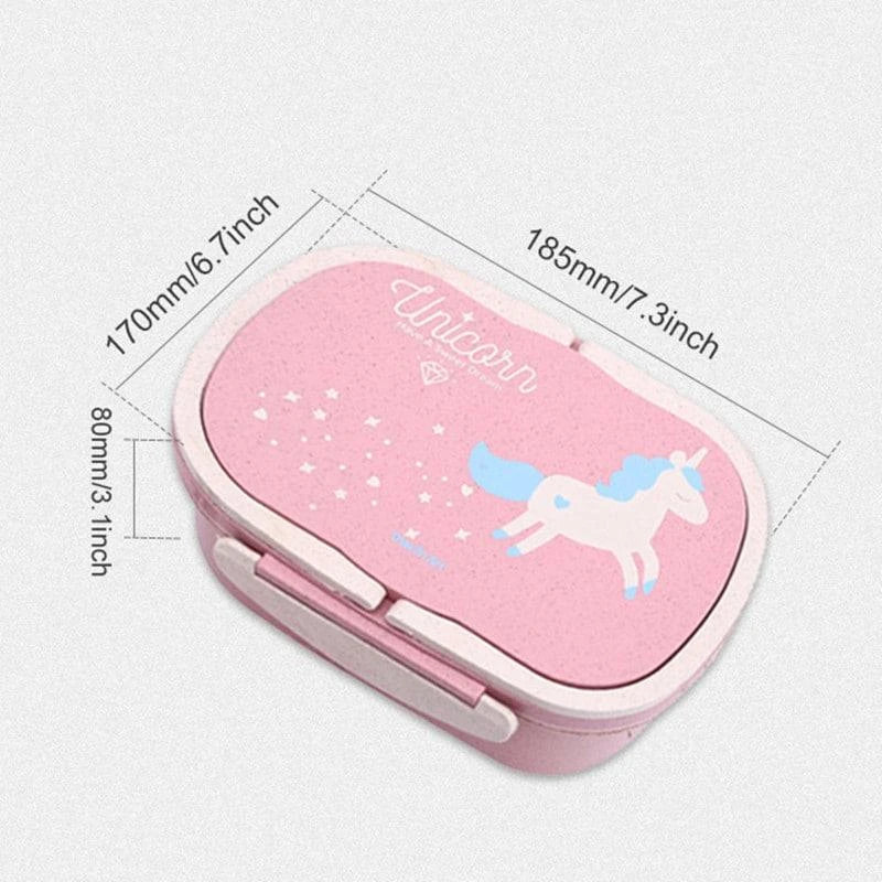 Cartoon unicorn-patterned lunch boxes with insulated lining and cutlery set, perfect for British professionals and families