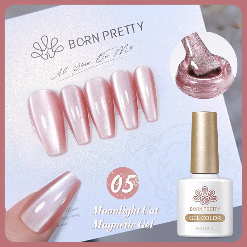 Radiant white light magnetic gel nail polish with sparkling glitter for enchanting, shimmering nail art designs