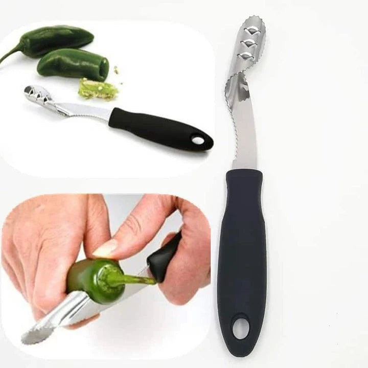 Premium stainless steel chilli pepper corer with ergonomic design for effortless coring and seed removal