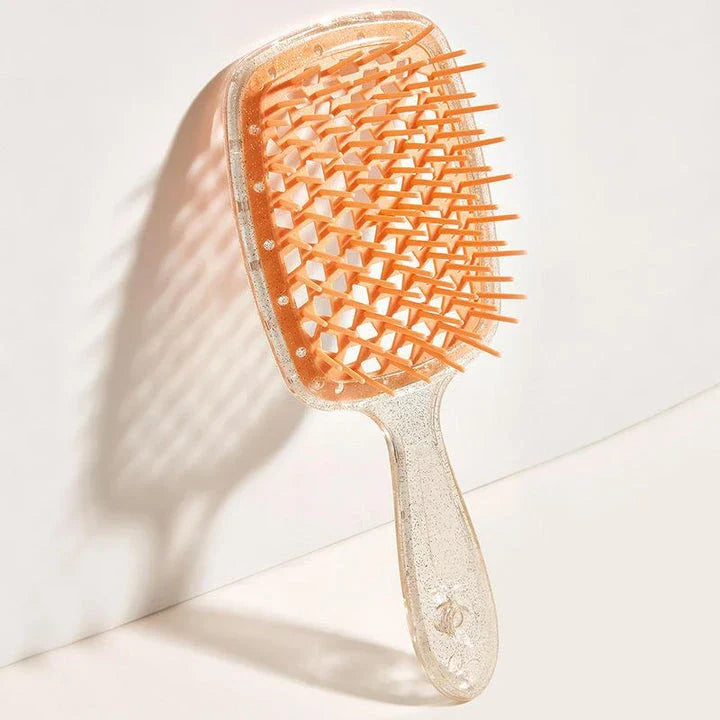 Luxurious air cushion scalp massage hair brush with wide teeth for smooth, painless detangling and healthier hair