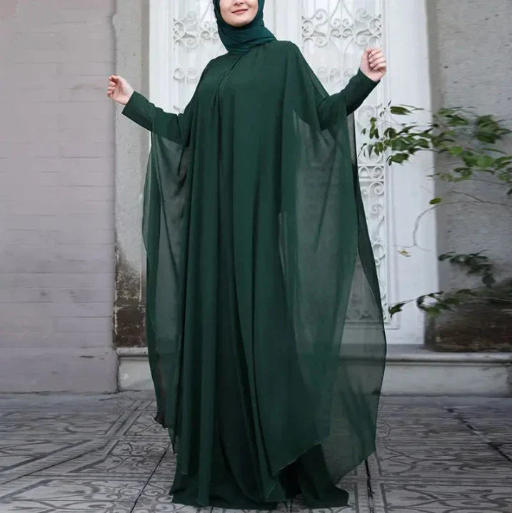 Artistic retro loose fit plus size dress with crew neck in white, black, pink, and green colours