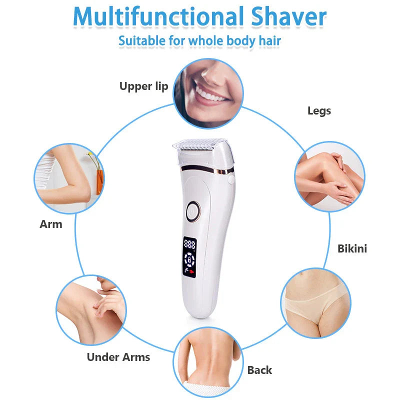 Precision Electric Lady Shaver with hypoallergenic stainless steel blades and floating foil technology for effortless, irritation-free hair removal