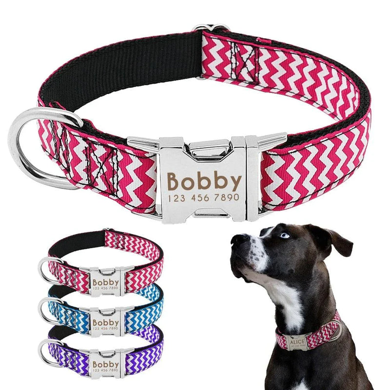 GiftHome UK Stylish Zig-Zag Dog Collar with Durable Nylon Construction