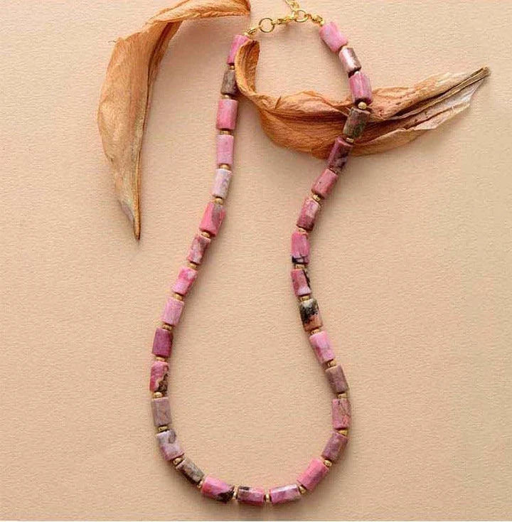 Elegant red natural stone necklace with minimalist design, crafted in the United Kingdom