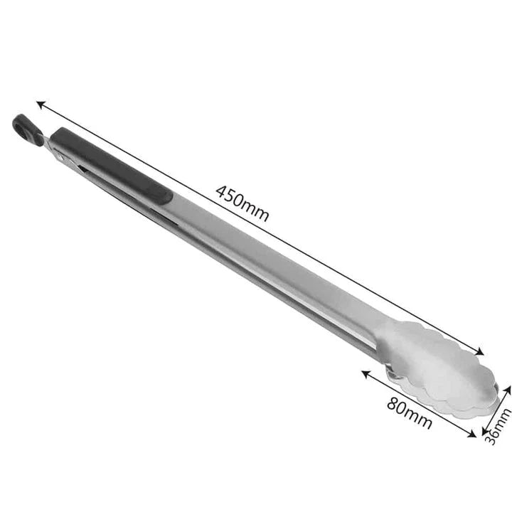 Premium Stainless Steel BBQ Tongs with Silicone Grips for Grilling and Serving