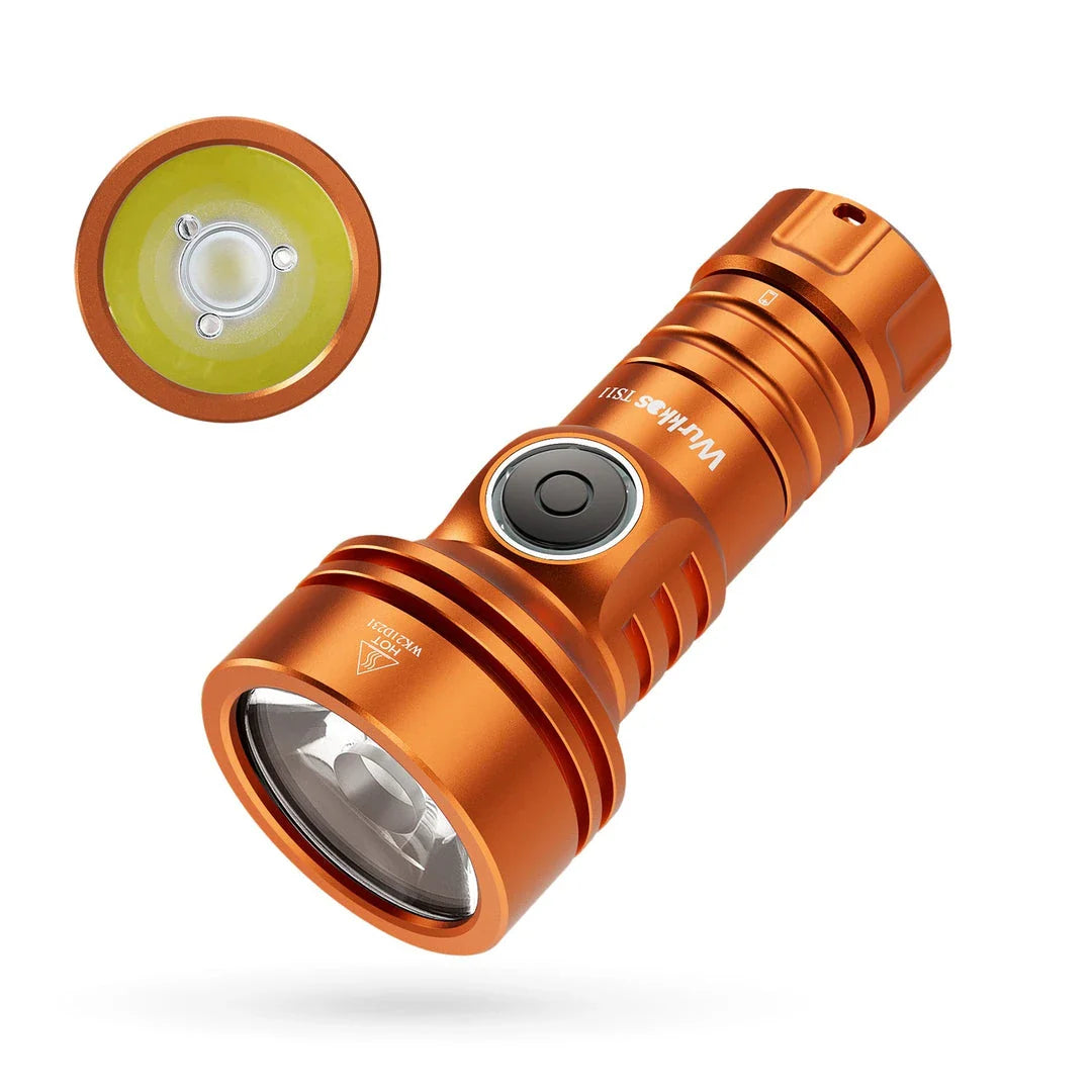 Powerful 2000-lumen USB-C rechargeable EDC flashlight with RGB auxiliary lights and IP68 waterproof design