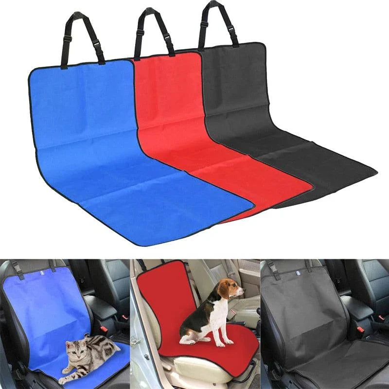 Premium waterproof pet car seat cover in red, designed to protect vehicle's back bench from dirt, fur, and spills