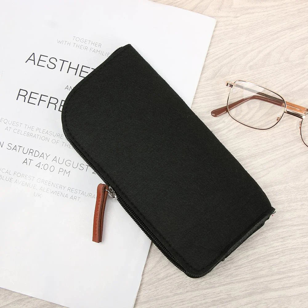 Premium wool felt spectacles case in various colours, designed to protect and store eyewear safely and stylishly.