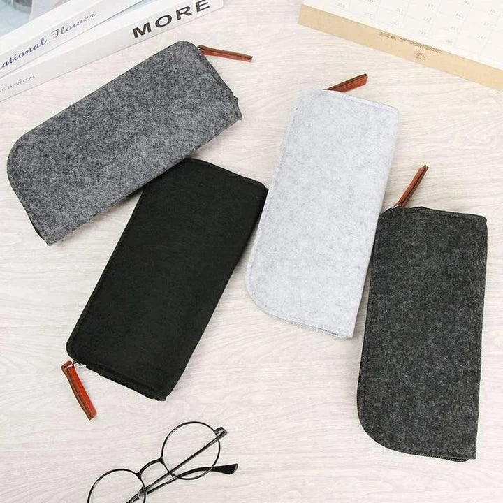 Premium wool felt spectacles case in various colours, designed to protect and store eyewear safely and stylishly.