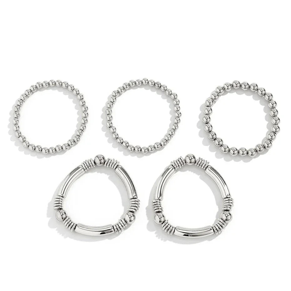 Striking beaded punk bracelet with dual-tone options, suitable for both men and women