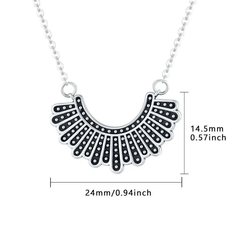 925 sterling silver necklace with lace detailing, inspired by Ruth Bader Ginsburg's iconic 'dissenting collar'