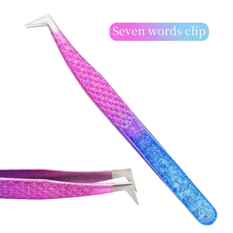 Precision Eyelash Tweezers with Elegant Ice Flower Design - Superhard Stainless Steel, Anti-static, Ergonomic Grip
