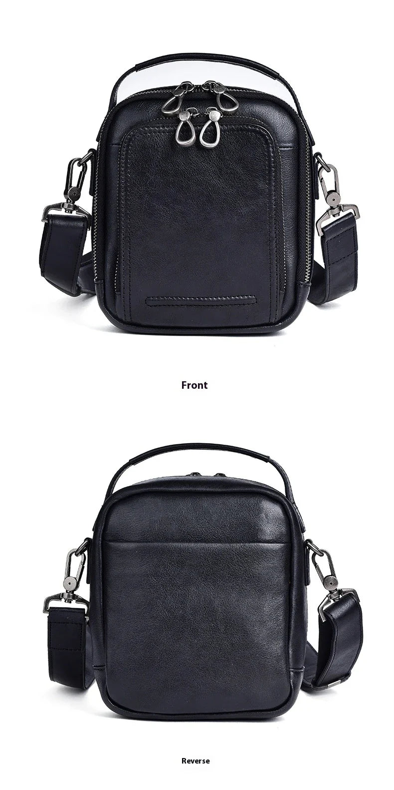 Premium retro leather messenger bag with spacious main compartment, side pockets, and robust handle for comfortable carrying
