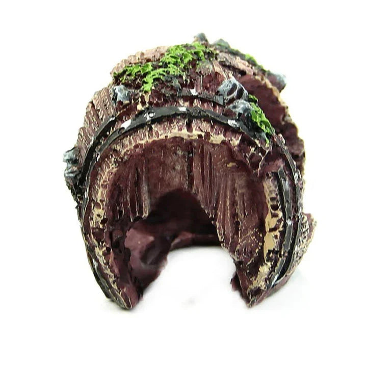 Elegant Artificial Barrel Ornament for Fish Tank, Adds Rustic Charm and Enrichment to Aquarium Decor