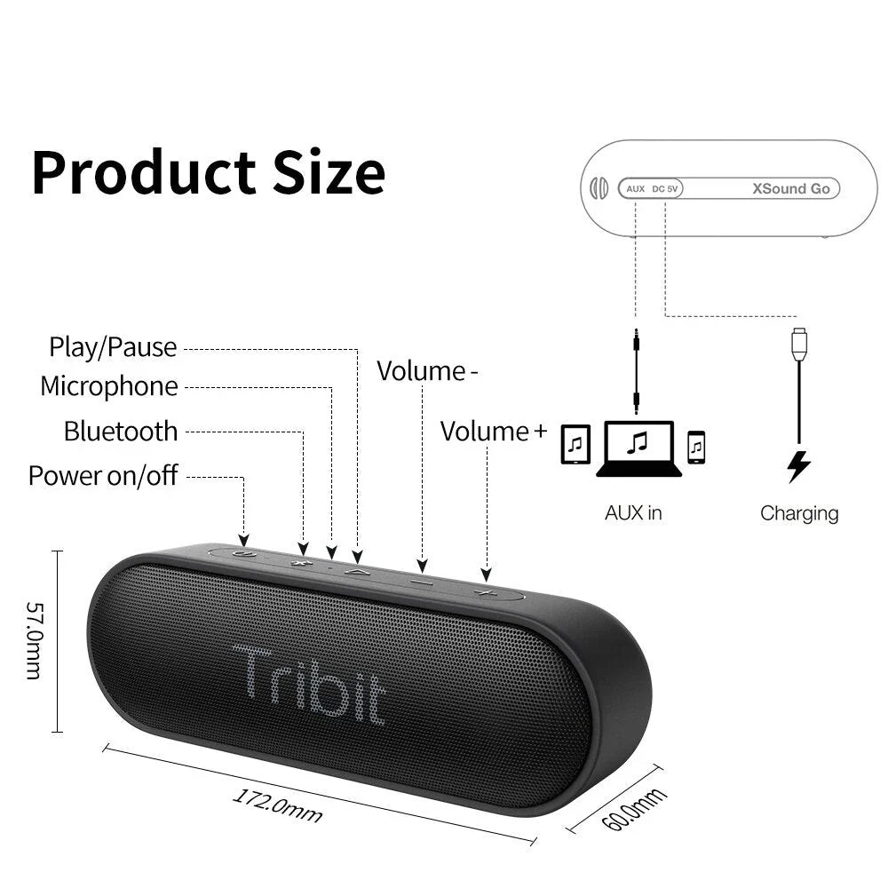 Robust portable Bluetooth speaker with 24-hour playtime, IPX7 waterproof protection, and enhanced bass for superior audio experience