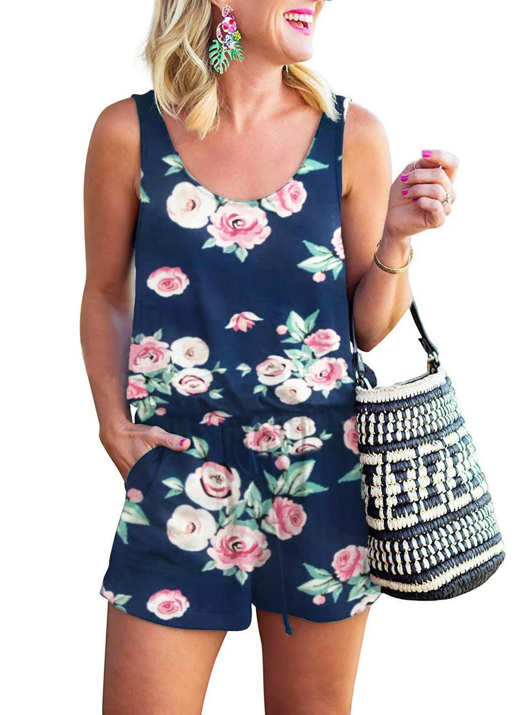 Camisole jumpsuit with drawstring waist, made of premium cotton, available in various colours and sizes