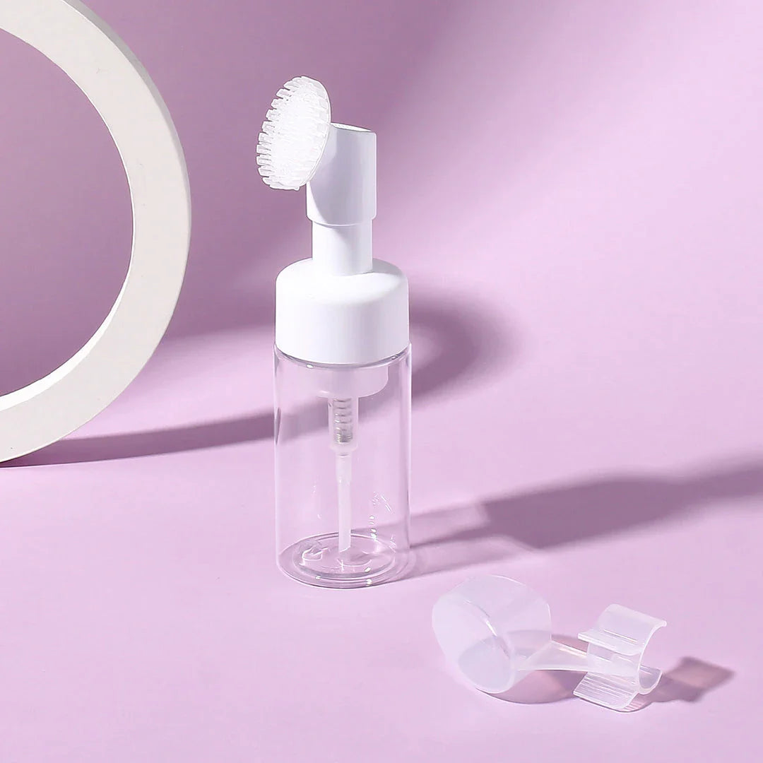 100ml Premium Foam Cleanser Bottle with Integrated Brush Pump Dispenser for Customisable Skincare Routines