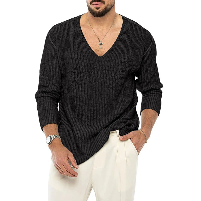 Stylish V-Neck Knitted Sweater for Men in a variety of sophisticated colours, featuring a sleek design and premium acrylic construction.