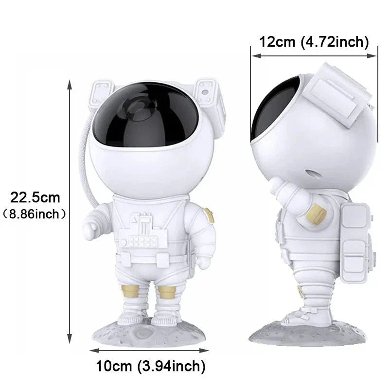 Astronaut-themed star projector lamp with rotating head and customisable features, creating a mesmerising nebula display in any room