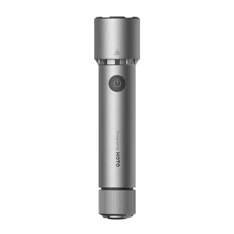 Powerful 2300 lumens tactical flashlight with durable aluminium alloy construction, waterproof design, and versatile functionality for outdoor activities and self-defence.