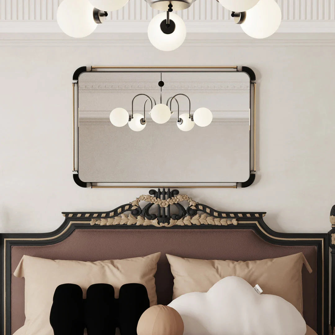 Vintage Industrial Black Metal Pipe Wall Mirror - Rectangular mirror with distressed metal pipes for a timeless, retro look
