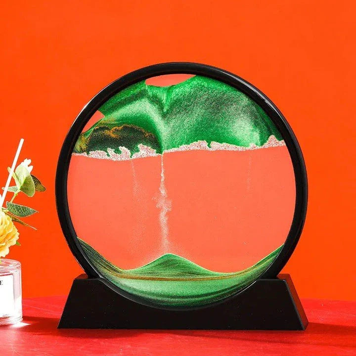 Captivating retro sandscape hourglass with mesmerising deep sea moving sand art